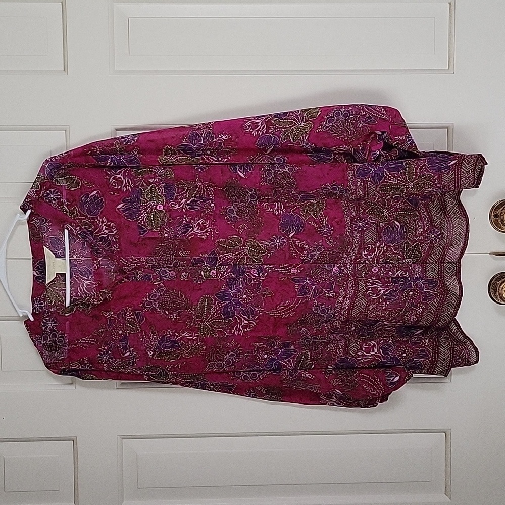 New York City Design Co. Womens magenta sheer button down blouse sz 3x